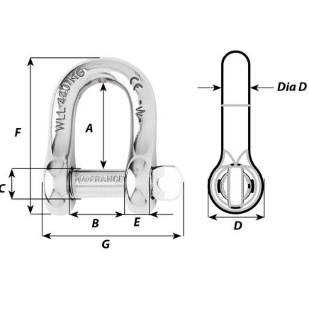 Winchard 3/16" Captive D Shackle