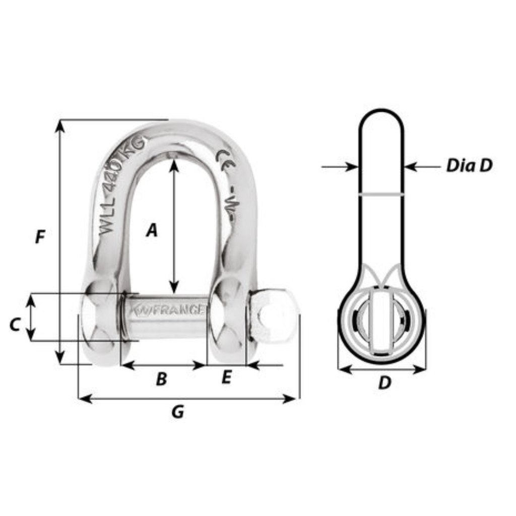 1/4" Captive D Shackle